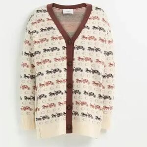 Coach Horse + Carriage Oversized Wool Cardigan M